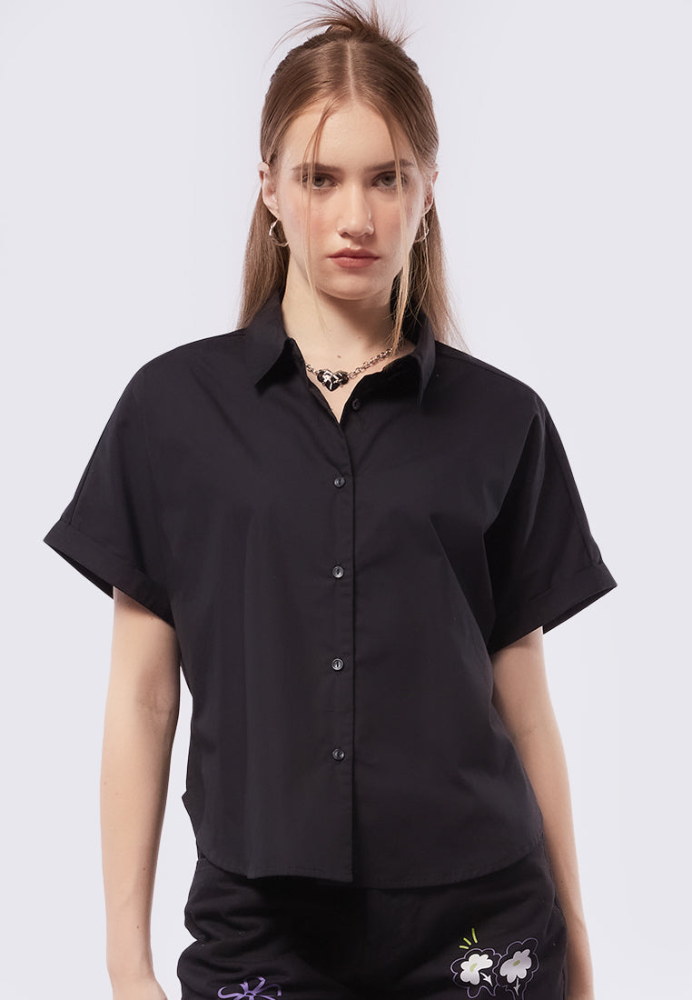 Rolled Up Short Sleeve Blouse