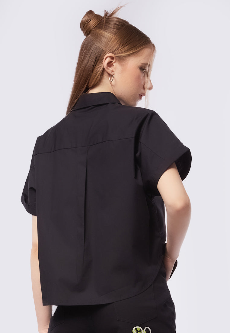 Rolled Up Short Sleeve Blouse