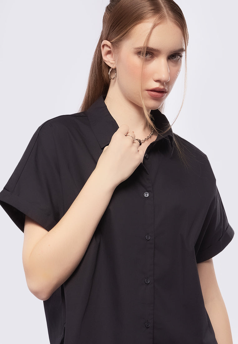 Rolled Up Short Sleeve Blouse