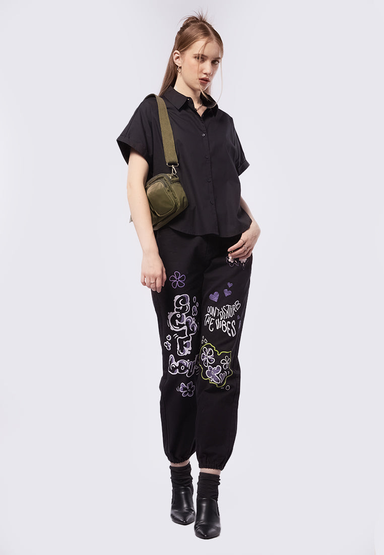 Rolled Up Short Sleeve Blouse