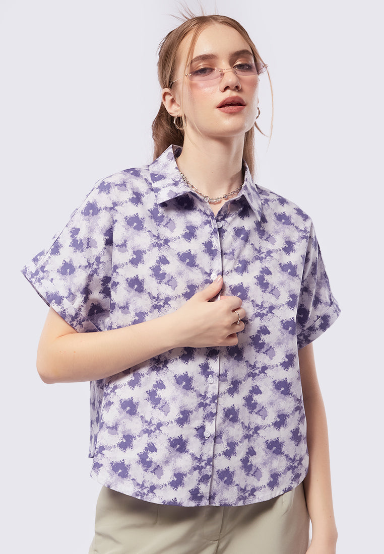 Rolled Up Short Sleeve Blouse