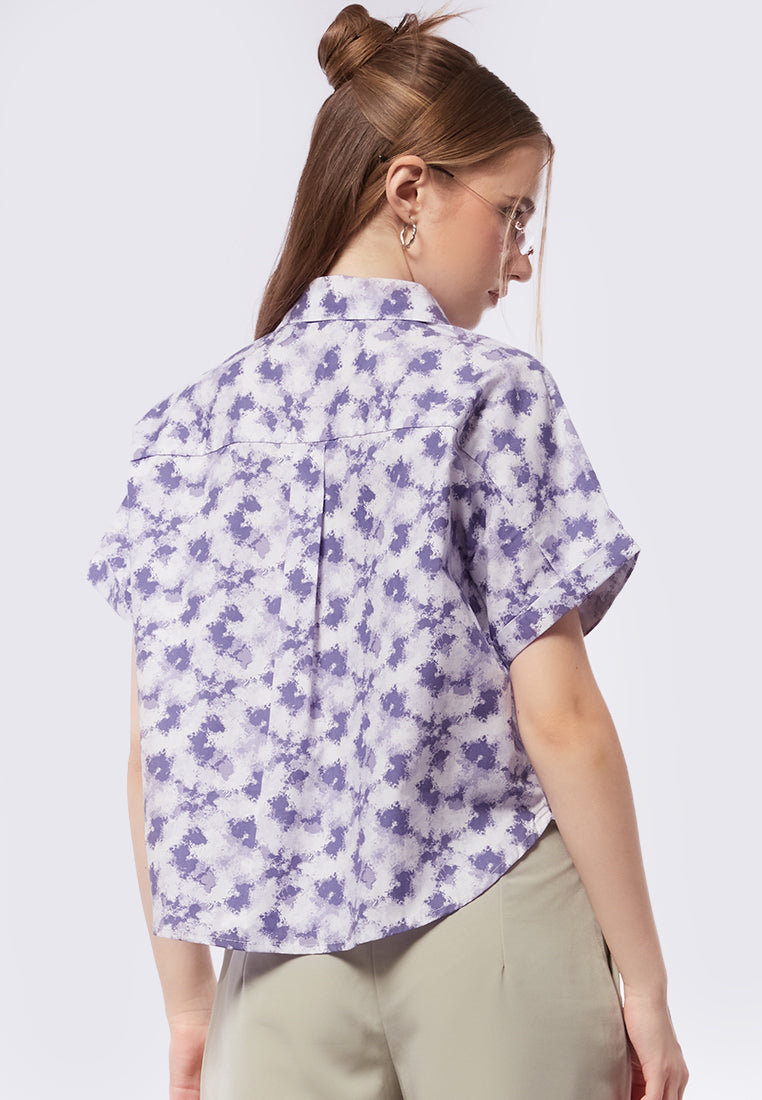 Rolled Up Short Sleeve Blouse