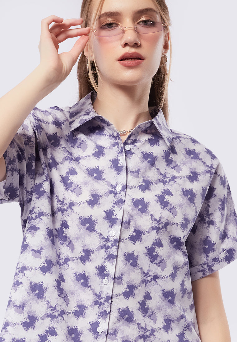 Rolled Up Short Sleeve Blouse