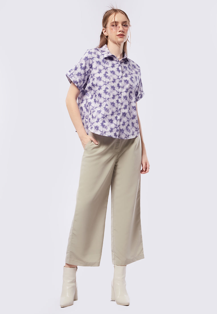 Rolled Up Short Sleeve Blouse