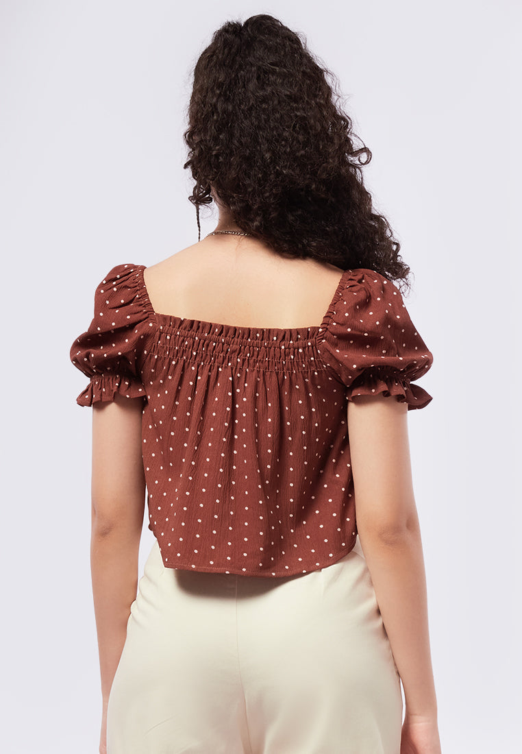 Crinkle Puff Sleeves Top