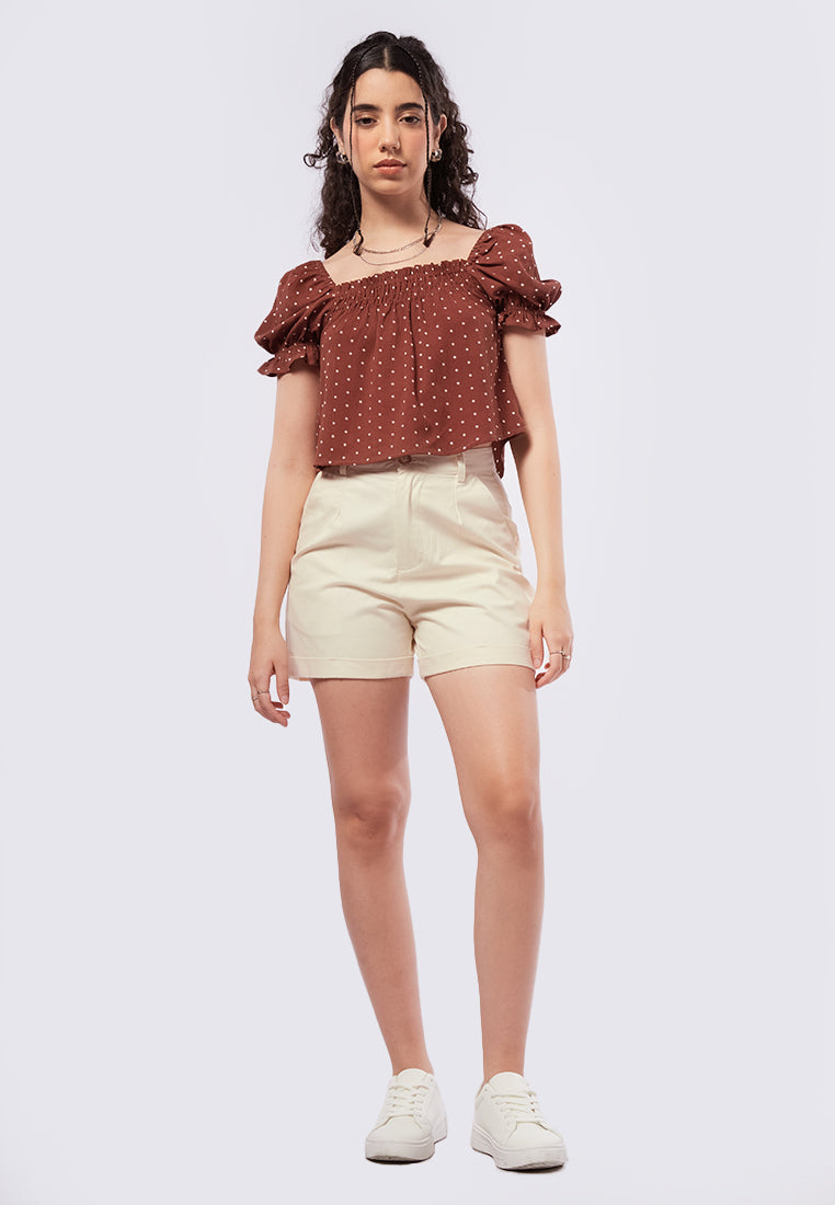 Crinkle Puff Sleeves Top