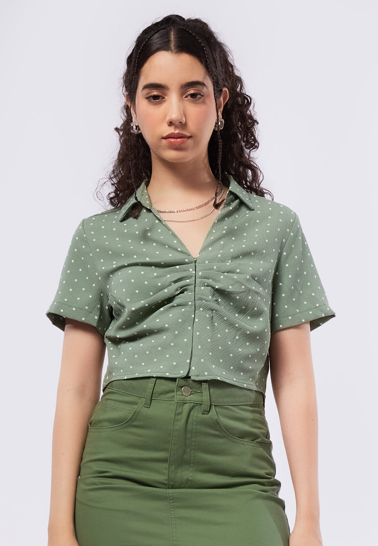 Ruched Short Sleeves Blouse