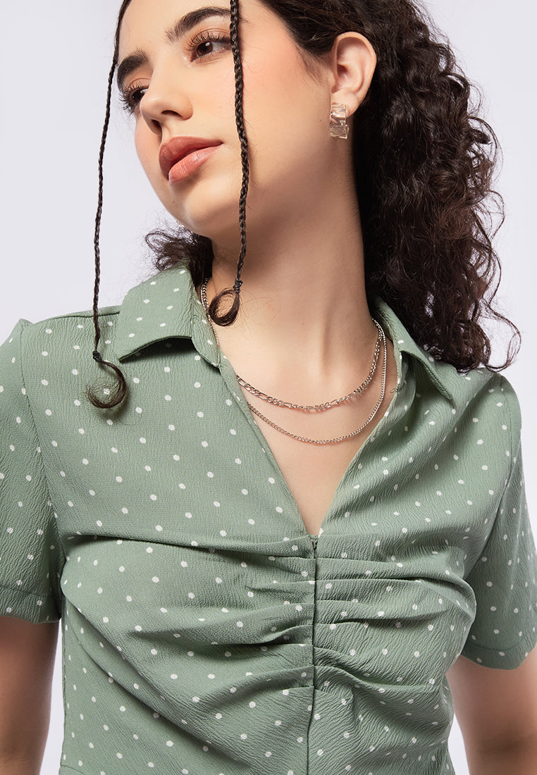 Ruched Short Sleeves Blouse