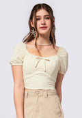 Puff Sleeve Fitted Crop Top