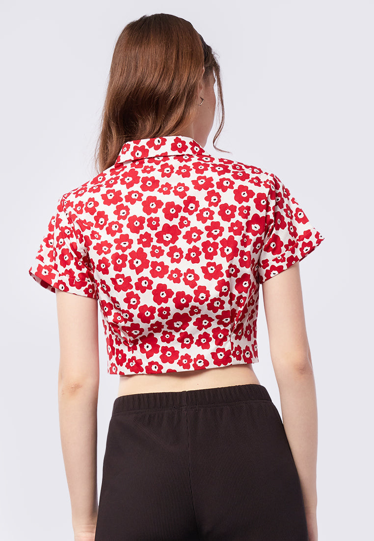 Printed Crop Top with Fitted Waist