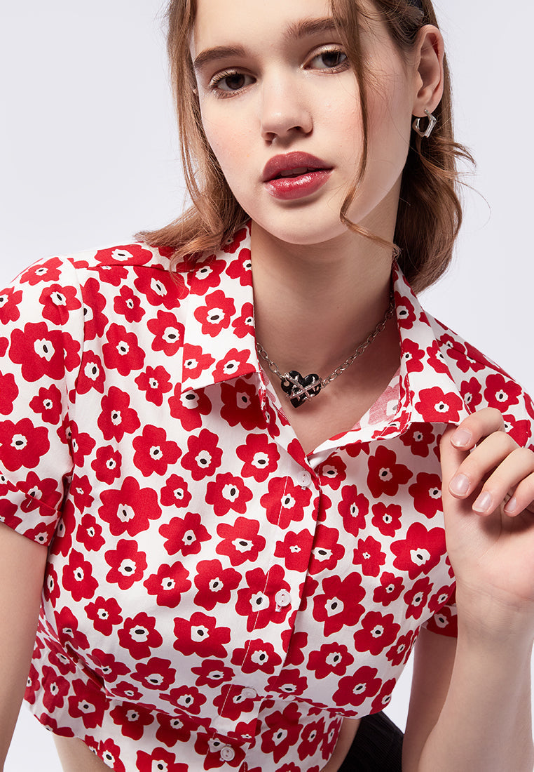 Printed Crop Top with Fitted Waist