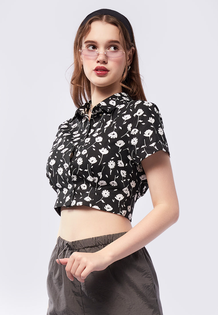 Printed Crop Top with Fitted Waist