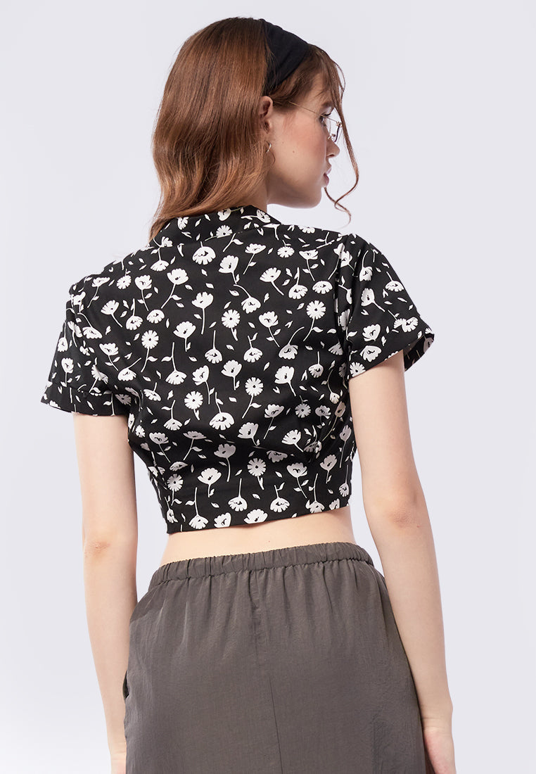 Printed Crop Top with Fitted Waist