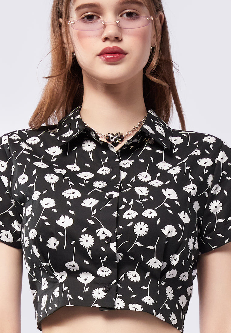 Printed Crop Top with Fitted Waist