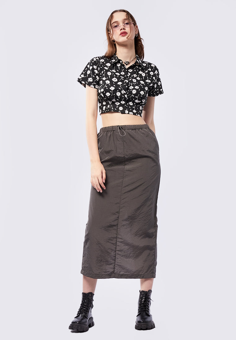 Printed Crop Top with Fitted Waist