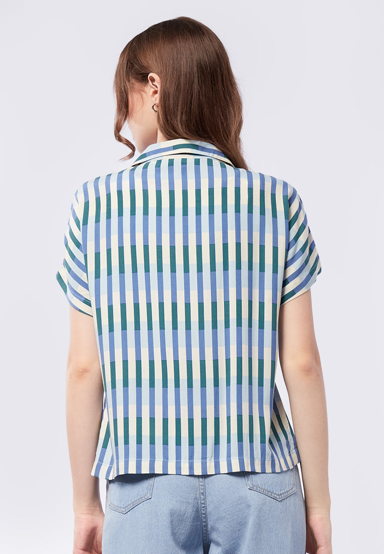 Printed Notch Collar Blouse