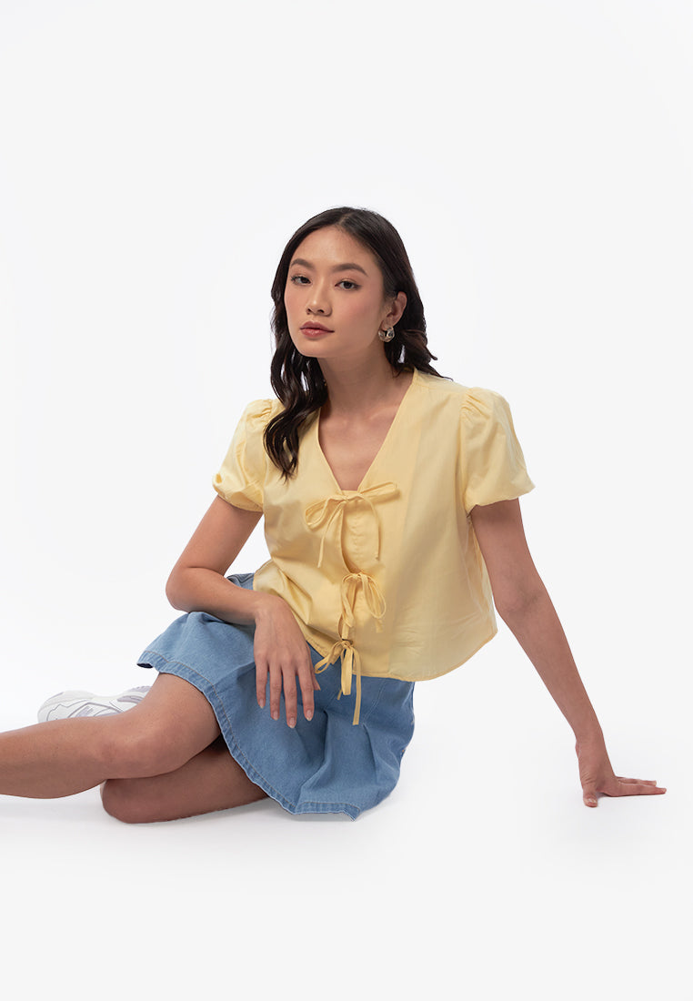 Printed Front Tie Blouse