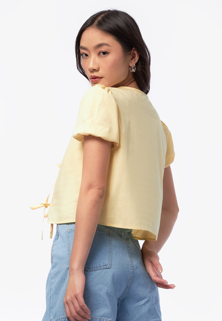 Printed Front Tie Blouse