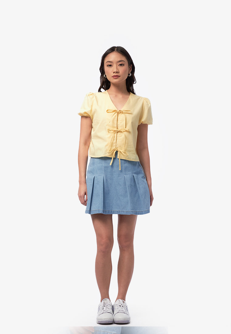 Printed Front Tie Blouse