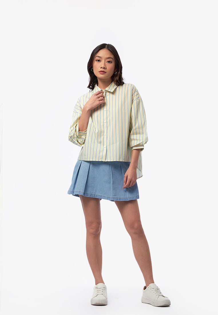 Stripe Voluminous Short Sleeve Shirt