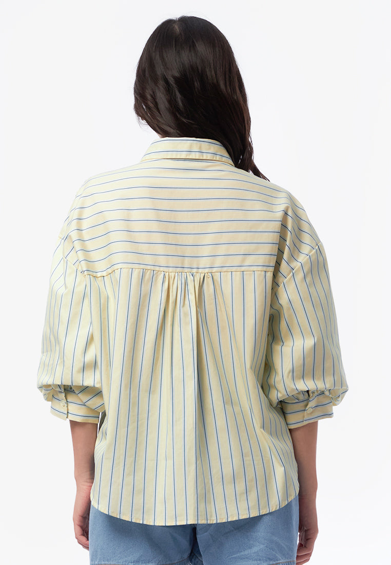 Stripe Voluminous Short Sleeve Shirt
