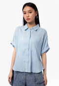 Boxy Pocket Round Hem Shirt