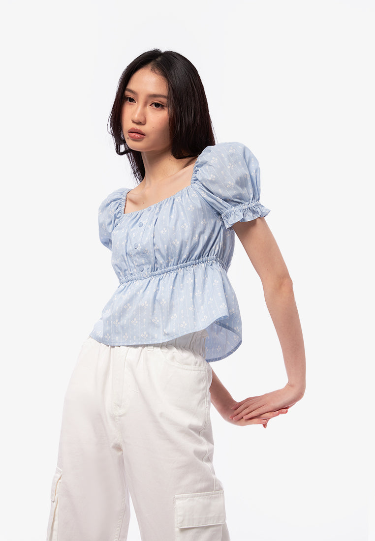 Printed Puff Sleeves Top