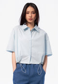 Button Up Shirt with Drawstring