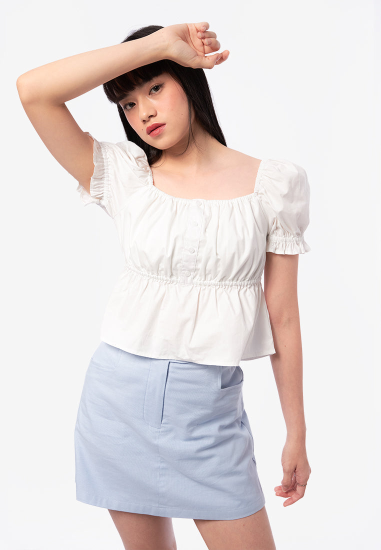 Puff Sleeves Crop Blouse