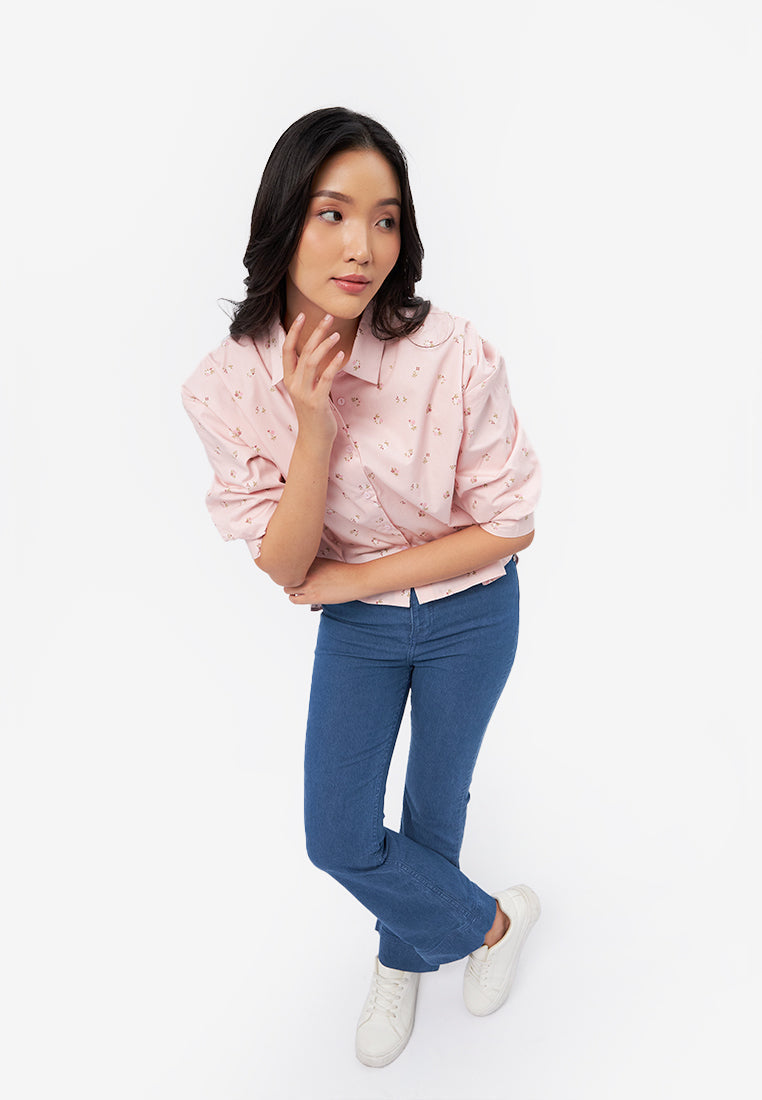 Voluminous Sleeve Printed Blouse