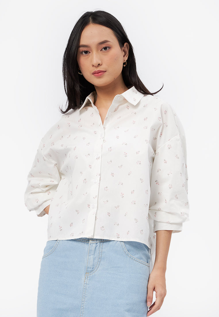 Voluminous Sleeve Printed Blouse
