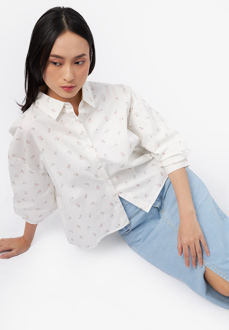 Voluminous Sleeve Printed Blouse