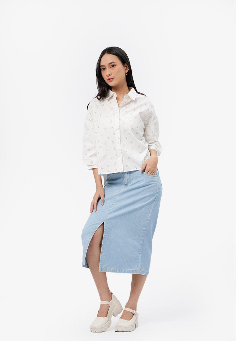Voluminous Sleeve Printed Blouse