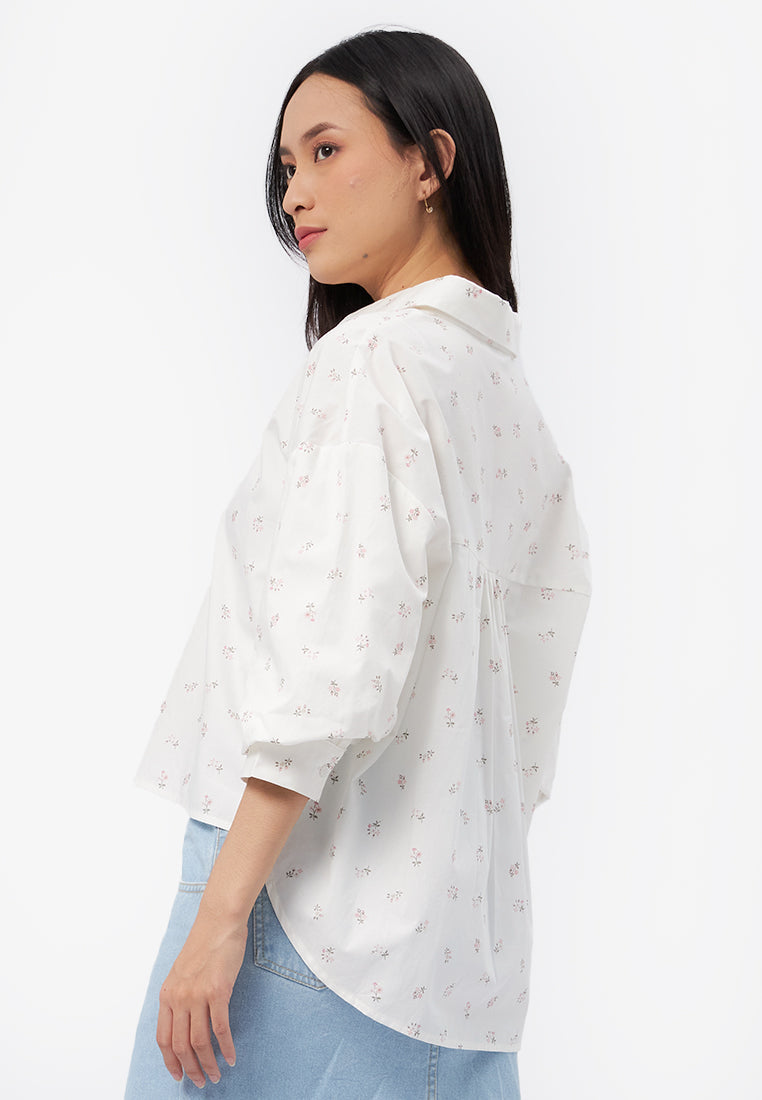 Voluminous Sleeve Printed Blouse