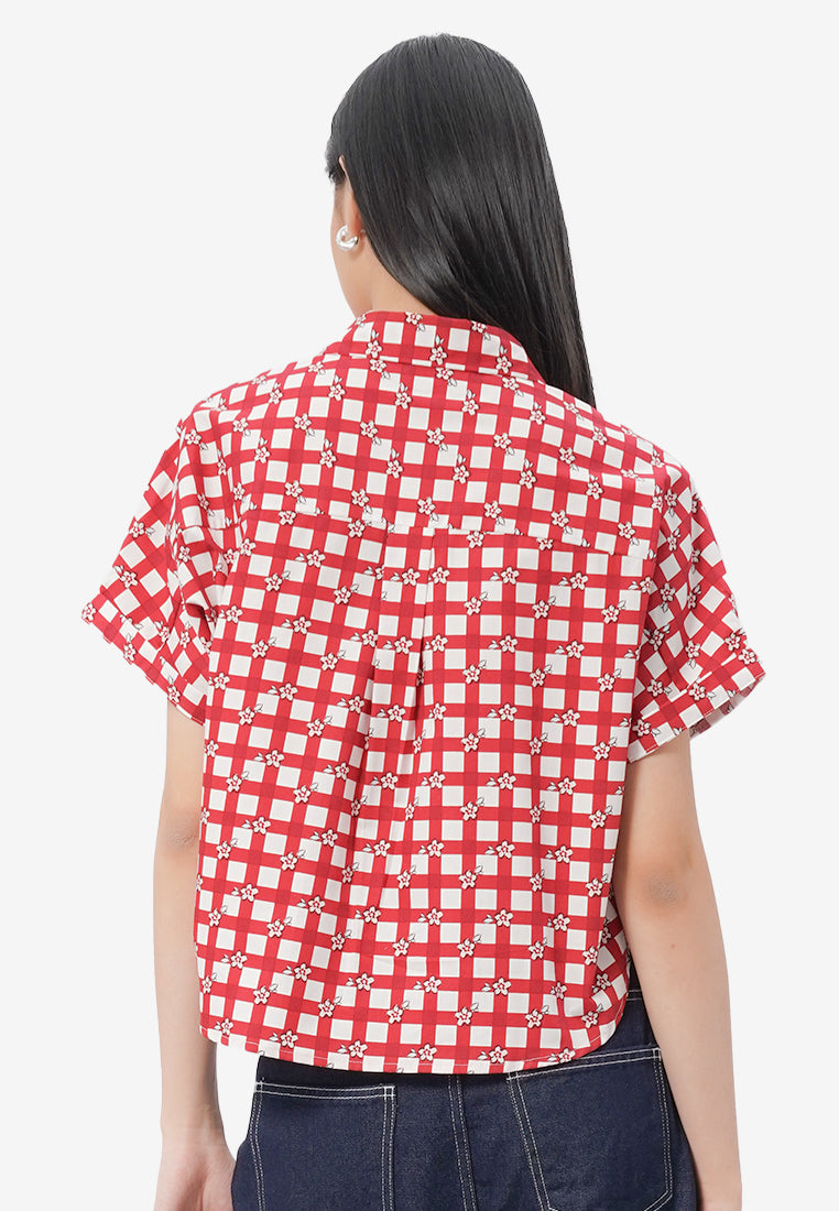 Roll Up Short Sleeve Boxy Shirt Multicolor