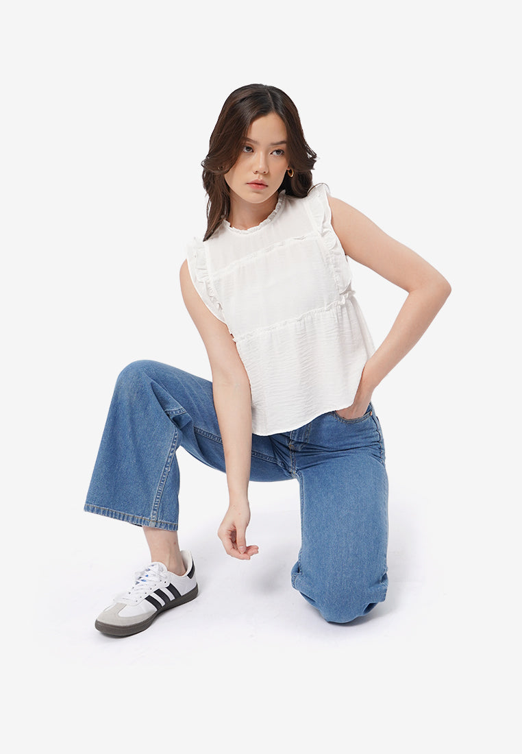 Ruffled Sleeveless Blouse