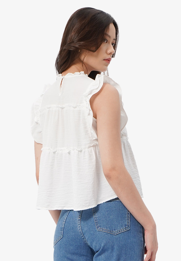 Ruffled Sleeveless Blouse