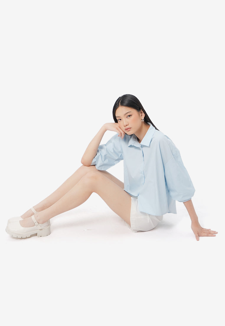 Voluminous Sleeve Blouse L.Blue
