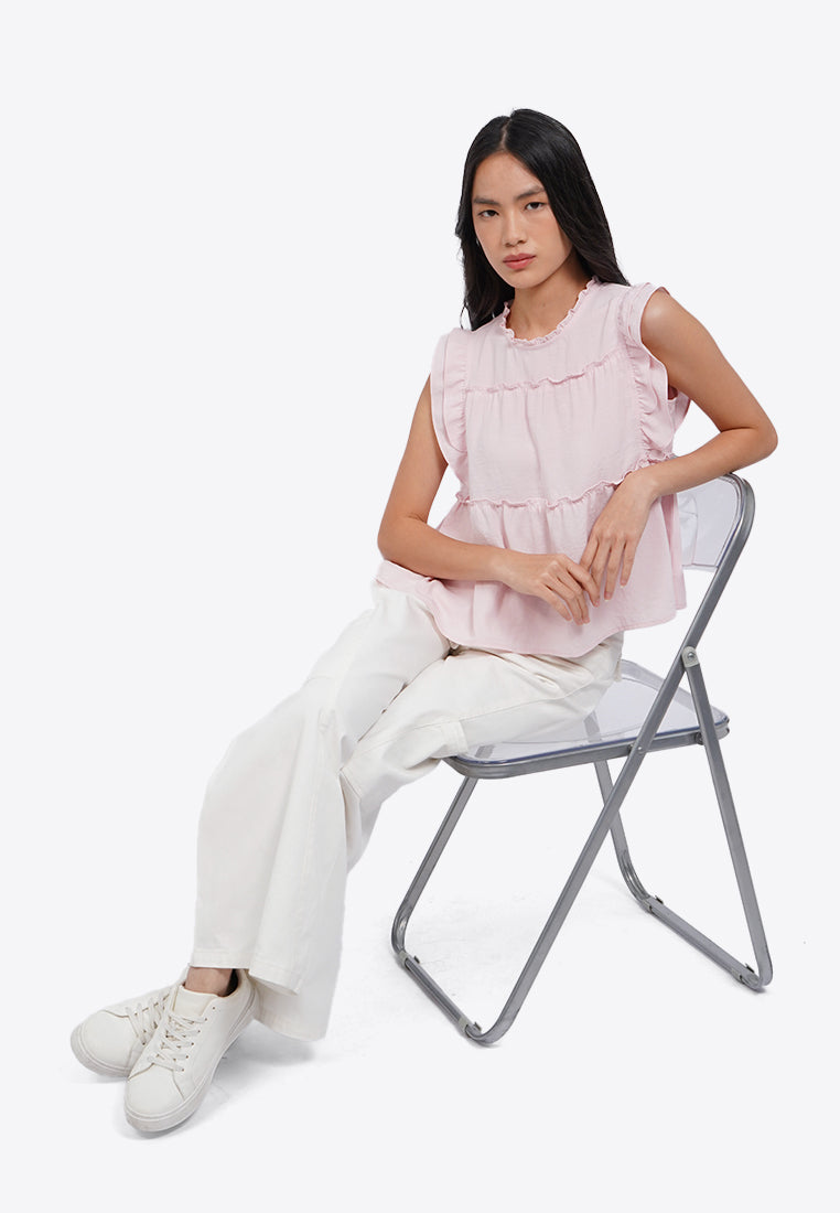 Ruffled Sleeveless Blouse