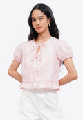 Round Neck Puff Sleeve Blouse