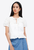 Round Neck Puff Sleeve Blouse