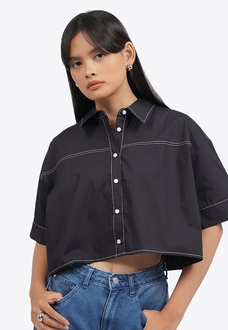 Contrast Stitch Short Sleeve Shirt