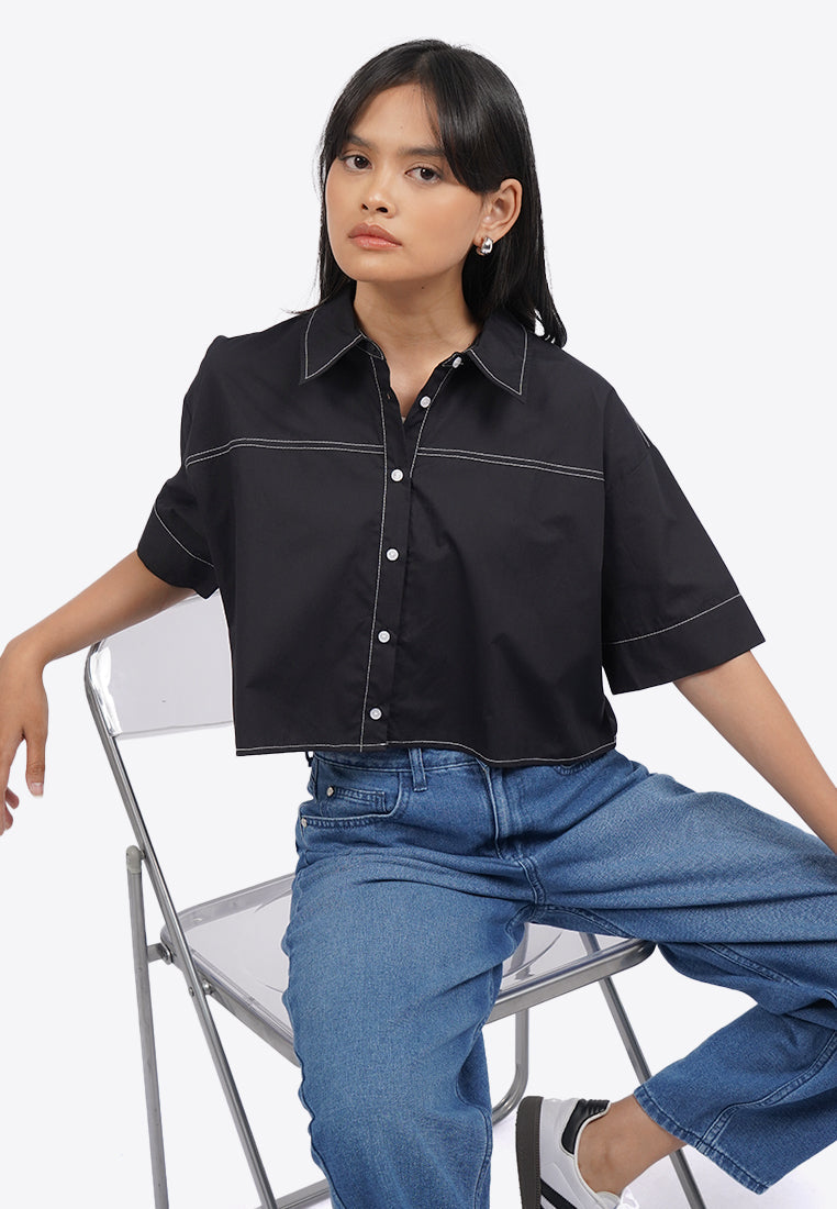 Contrast Stitch Short Sleeve Shirt