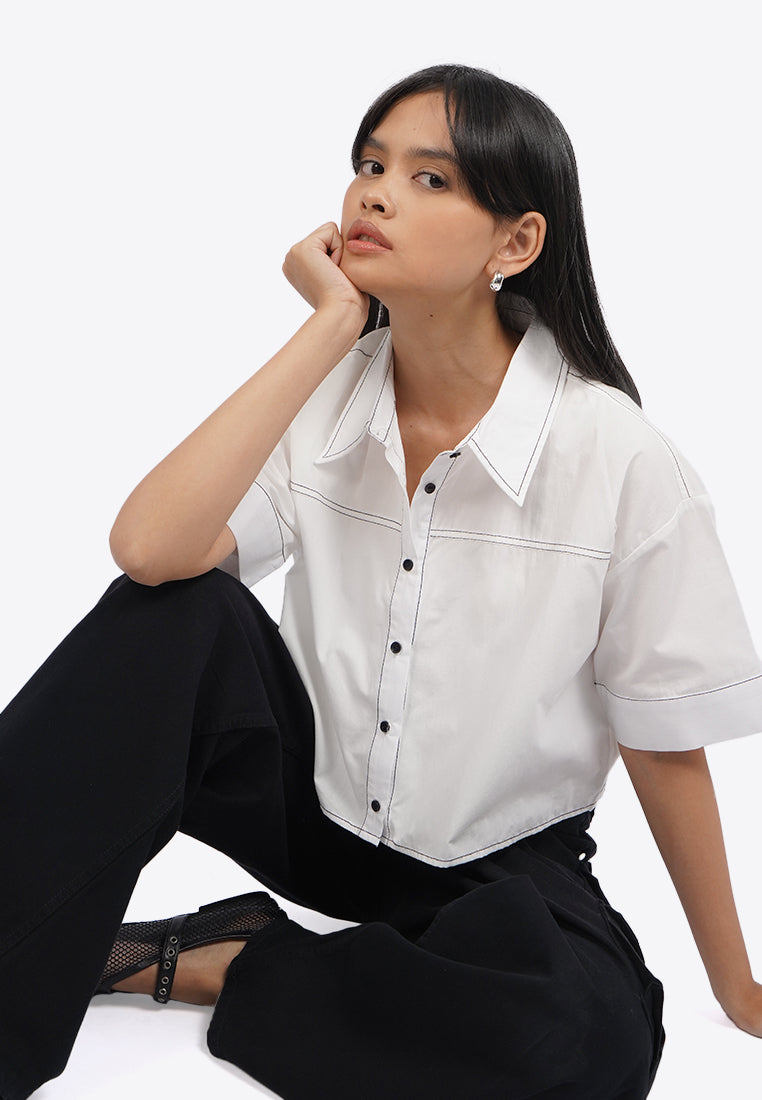 Contrast Stitch Short Sleeve Shirt