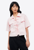 Tied Up Blouse with Flap Pocket