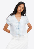 Puff Sleeve Blouse with Front Tie