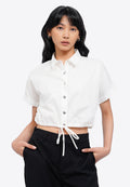 Crop Blouse with Drawstring Waist