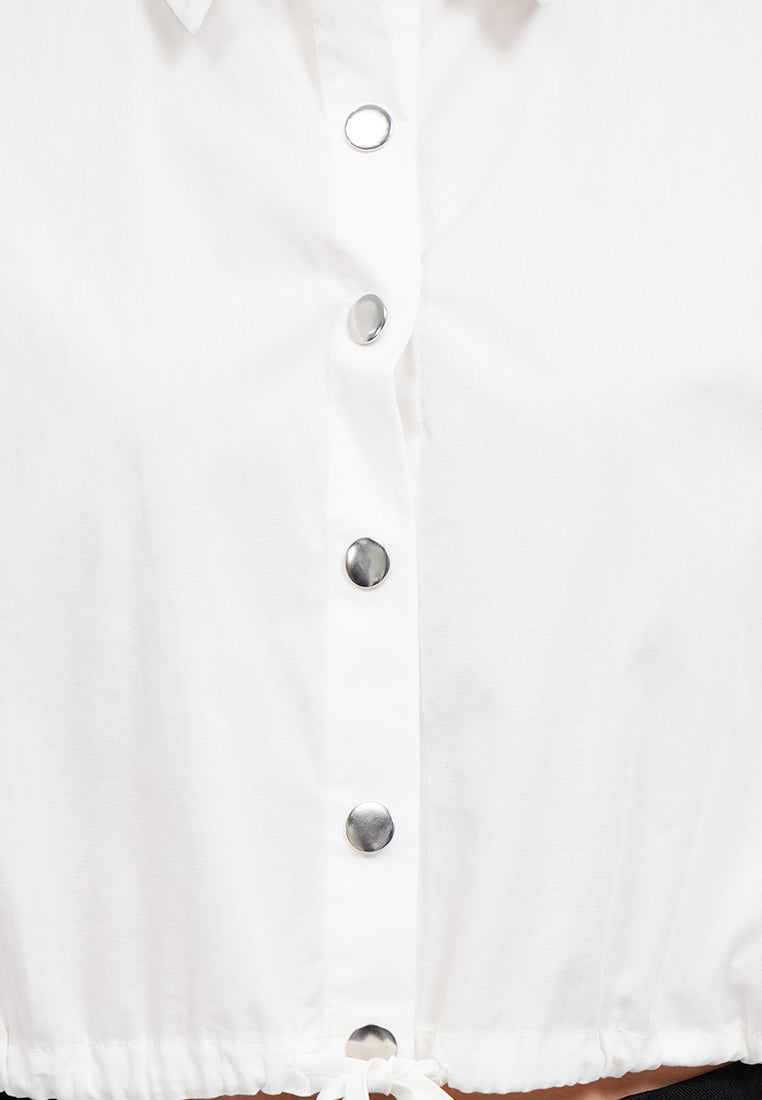 Crop Blouse with Drawstring Waist