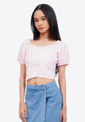 Puff Sleeve Blouse with Lace Trim