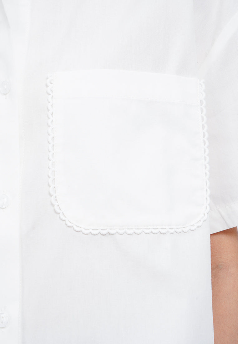 Lace Trim Short Sleeve Shirt